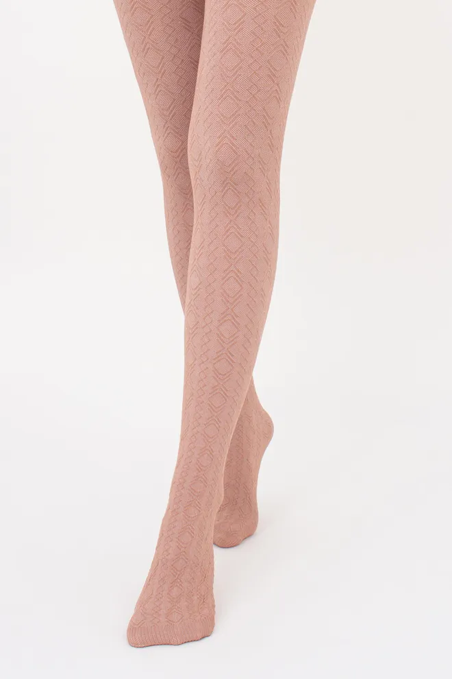 Теплі фактурні колготки з геометричним малюнком BRAID 150 (1) Giulia (roe buck), бежевий
