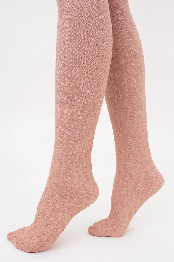 Теплі фактурні колготки з геометричним малюнком BRAID 150 (1) Giulia (roe buck), бежевий