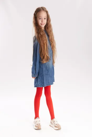 Дитячі однотонні колготки з мікрофібри Betty 80 den Giulia (scarlet)