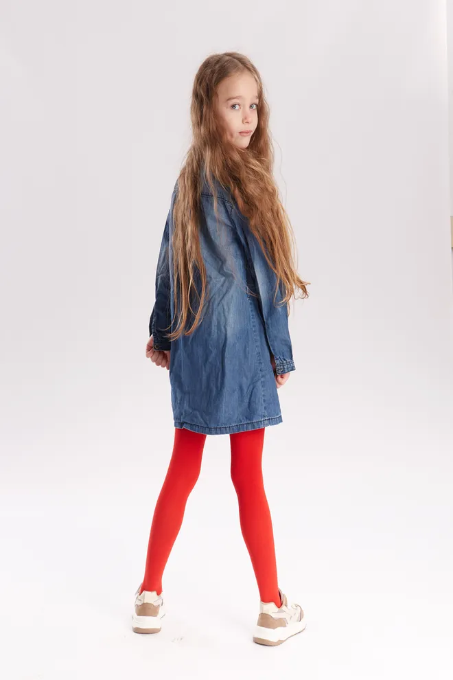 Дитячі однотонні колготки з мікрофібри Betty 80 den Giulia (scarlet)