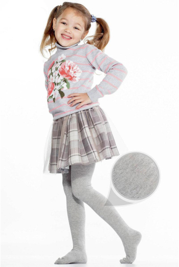 Дитячі однотонні бавовняні колготки D025 Junior melange Giulia (light grey melange)