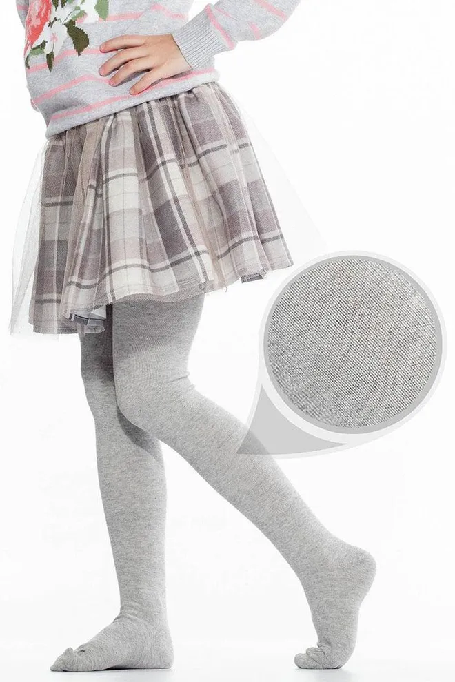 Детские однотонные хлопковые колготки D025 Junior melange Giulia (light grey melange)