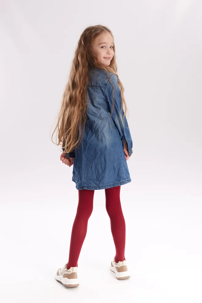 Дитячі однотонні колготки з мікрофібри Betty 80 den Giulia (granato)