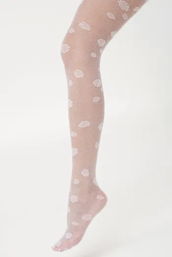 Детские колготки с узором из роз ELIZA 20 (7) Giulia (bianco), белый Детские колготки с узором из роз ELIZA 20 (7) Giulia (bianco), белый