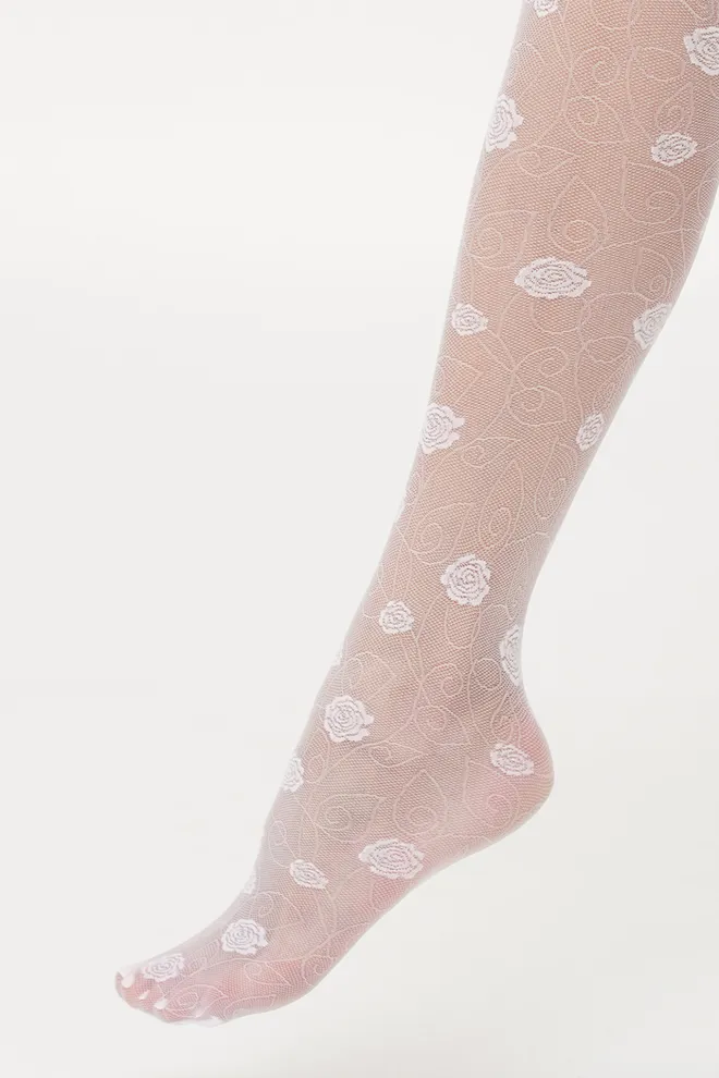 Детские колготки с узором из роз ELIZA 20 (7) Giulia (bianco), белый