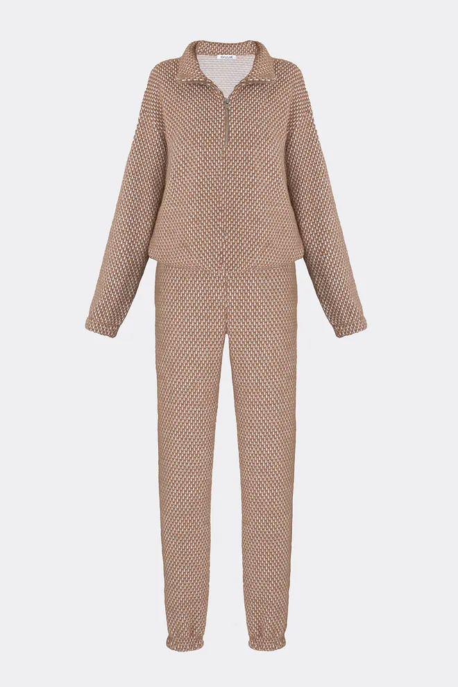 Костюм из свитера и штанов SOFTCORE 5816/290 Giulia (cocoa cupcake/white), коричневый/белый