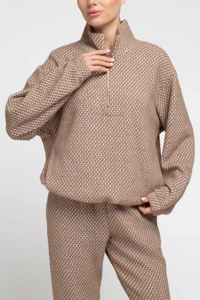 Костюм из свитера и штанов SOFTCORE 5816/290 Giulia (cocoa cupcake/white), коричневый/белый