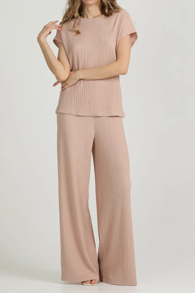 Комплект из жатой ткани (футболка и штаны) WHISPERED FOLDS 5123/260 Giulia (light beige), бежевый