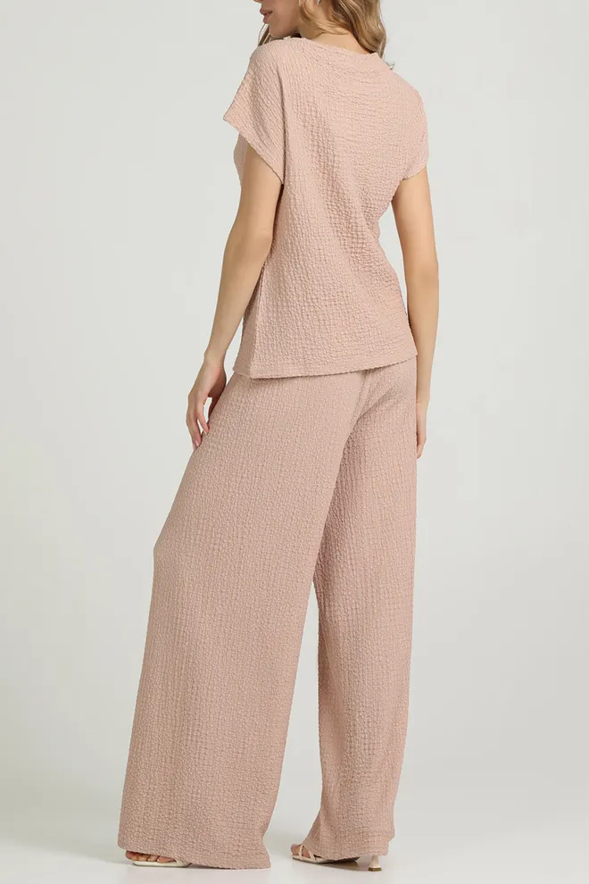 Комплект из жатой ткани (футболка и штаны) WHISPERED FOLDS 5123/260 Giulia (light beige), бежевый