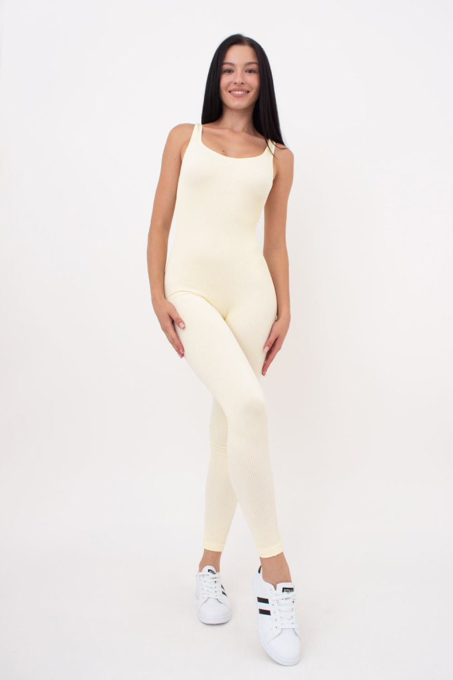 Жіночий комбінезон в рубчик JUMPSUIT RIB CO GIULIA x Lichi by Lichi (milk), жовтий