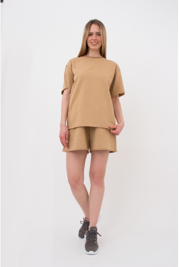 Комплект футболка та шорти бавовняні STREET STYLE 6124/160 Giulia (mustard), бежевий Комплект футболка та шорти бавовняні STREET STYLE 6124/160 Giulia (mustard), бежевий