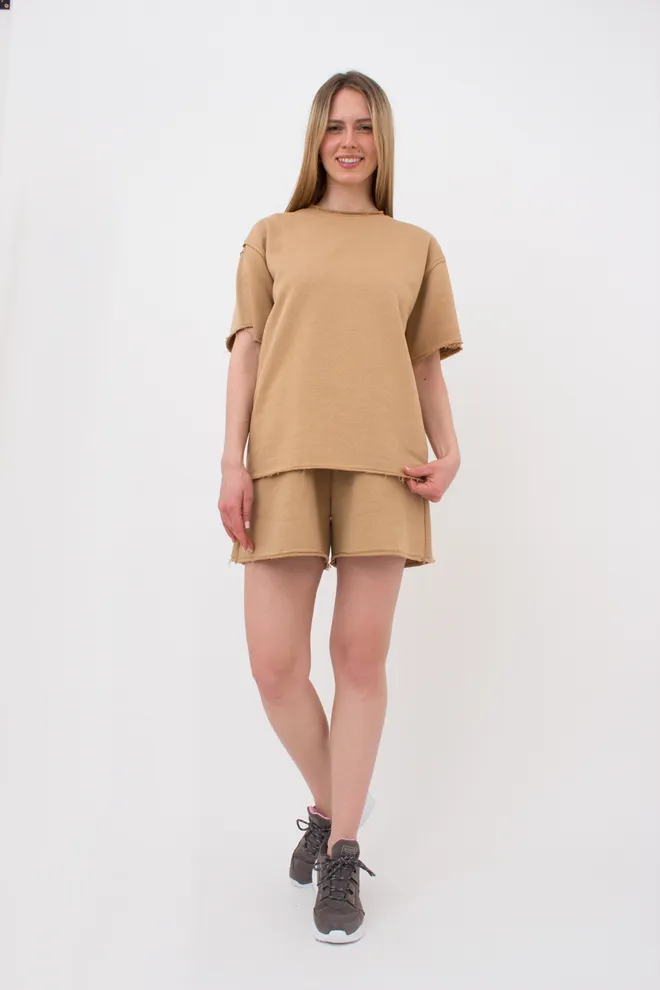 Комплект футболка та шорти бавовняні STREET STYLE 6124/160 Giulia (mustard), бежевий