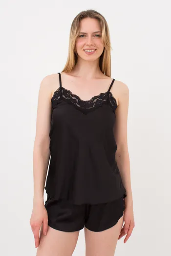 Шелковая пижама женская с шортами HELENA 6025/051 Giulia (black), черный Шелковая пижама женская с шортами HELENA 6025/051 Giulia (black), черный