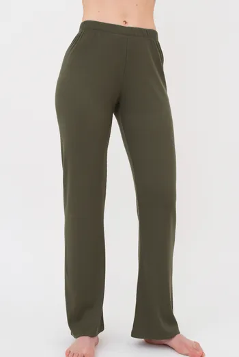 Штаны женские в рубчик RIB 4307/010 Giulia (khakі), зеленый Штаны женские в рубчик RIB 4307/010 Giulia (khakі), зеленый