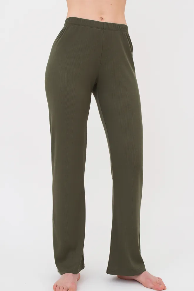 Штани жіночі в рубчик RIB 4307/010 Giulia (khakі), зелений