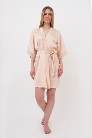 Шовковий халат жіночий на запа́х HELENA 7212/051 Giulia (naturale), бежевий