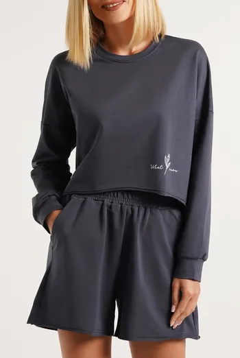 Хлопковый свитшот укороченный STREET STYLE 4415/180 Giulia (graphite), серый