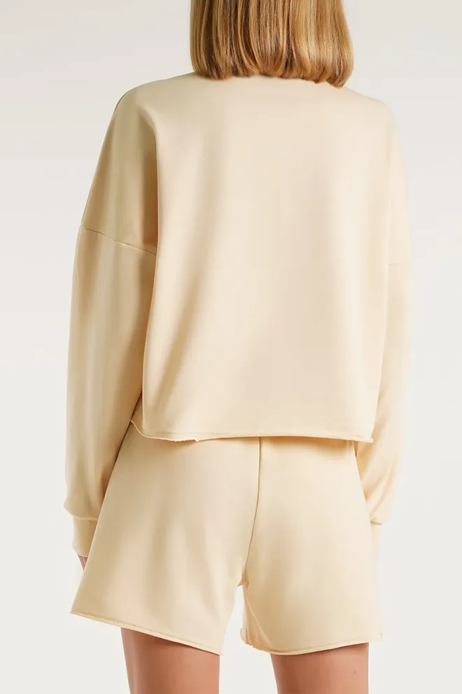 Хлопковый свитшот укороченный STREET STYLE 4415/180 Giulia (beige), бежевый