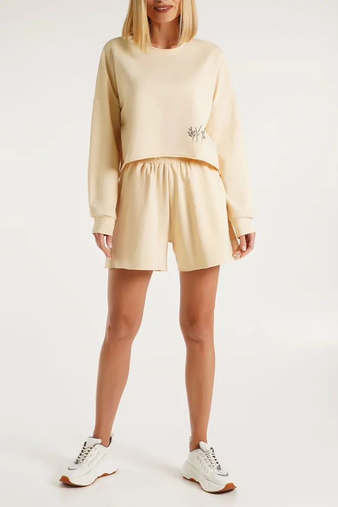 Хлопковый свитшот укороченный STREET STYLE 4415/180 Giulia (beige), бежевый