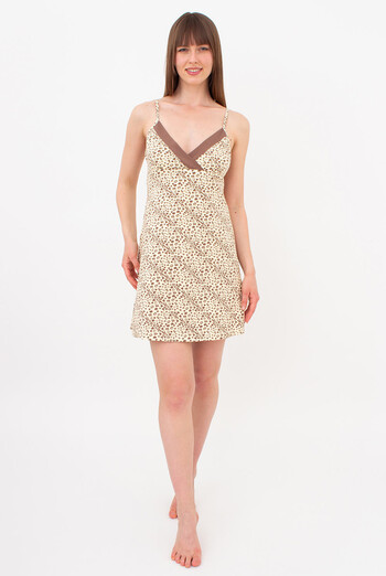 Хлопковая ночная рубашка в сердечках WHISPER HEARTS 8020/010 Giulia (pale yellow/brown hearts), желтый Хлопковая ночная рубашка в сердечках WHISPER HEARTS 8020/010 Giulia (pale yellow/brown hearts), желтый