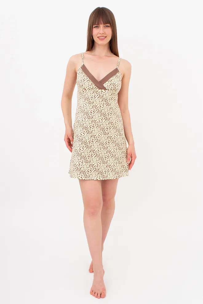 Бавовняна нічна сорочка у сердечках WHISPER HEARTS 8020/010 Giulia (pale yellow/brown hearts), жовтий