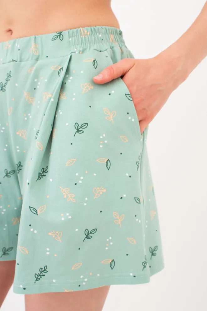 Бавовняна піжама футболка та шорти SERENE GREENS 6128/010 Giulia (muted mint/peach), зелений/помаранчевий