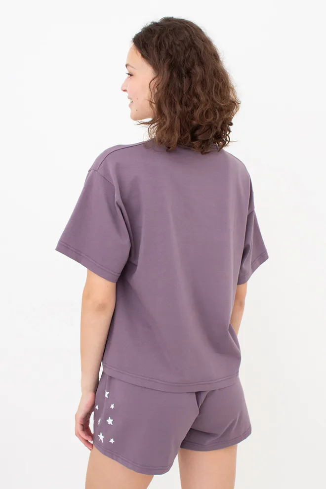 Бавовняна піжама з шортами LUNAR REVERIE 6129/010 Giulia (muted mauve/print), фіолетовий