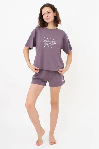 Хлопковая пижама с шортами LUNAR REVERIE 6129/010 Giulia (muted mauve/print), фиолетовый Хлопковая пижама с шортами LUNAR REVERIE 6129/010 Giulia (muted mauve/print), фиолетовый