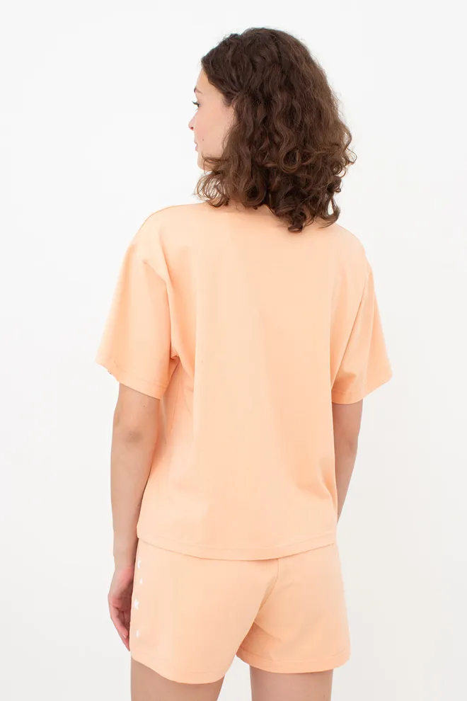 Бавовняна піжама з шортами LUNAR REVERIE 6129/010 Giulia (peach/print), помаранчевий