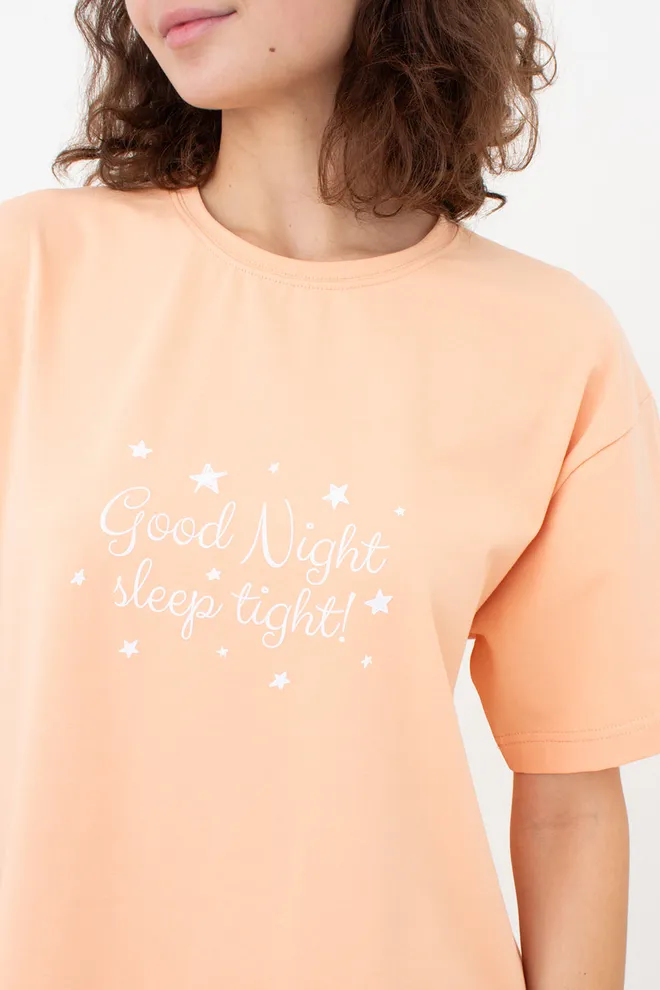 Бавовняна піжама з шортами LUNAR REVERIE 6129/010 Giulia (peach/print), помаранчевий