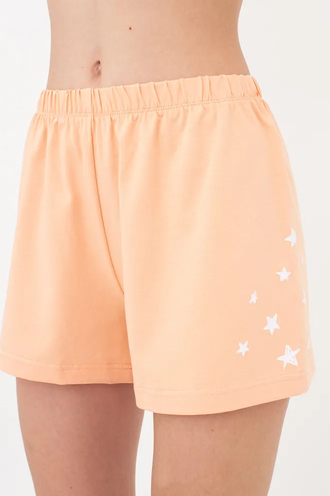 Бавовняна піжама з шортами LUNAR REVERIE 6129/010 Giulia (peach/print), помаранчевий