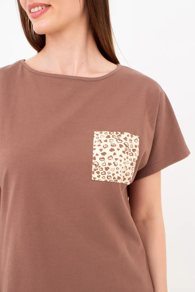 Хлопковая пижама с шортами в сердечках WHISPER HEARTS 6127/010 Giulia (pale yellow/brown hearts/mokko), желтый/коричневый