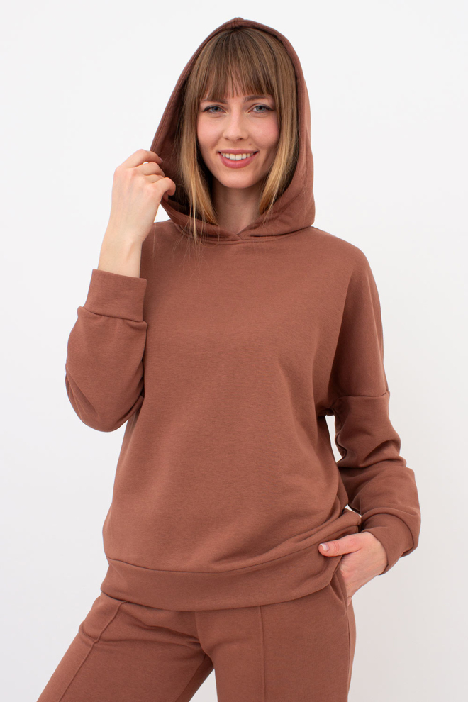 Хлопковое женское худи STREET STYLE 4424/160 Giulia (cappuccino), коричневый