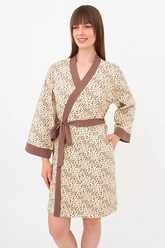 Бавовняний халат у сердечках WHISPER HEARTS 7234/010 Giulia (pale yellow/brown hearts), жовтий