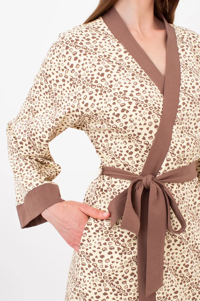 Бавовняний халат у сердечках WHISPER HEARTS 7234/010 Giulia (pale yellow/brown hearts), жовтий