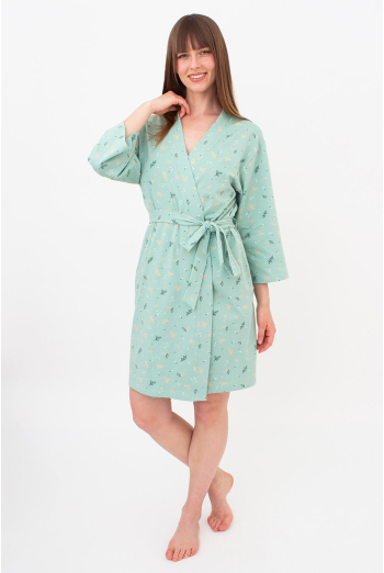 Хлопковый халат с поясом SERENE GREENS 7235/010 Giulia (muted mint), зеленый Хлопковый халат с поясом SERENE GREENS 7235/010 Giulia (muted mint), зеленый