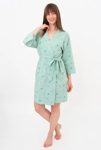 Бавовняний халат з поясом SERENE GREENS 7235/010 Giulia (muted mint), зелений Бавовняний халат з поясом SERENE GREENS 7235/010 Giulia (muted mint), зелений