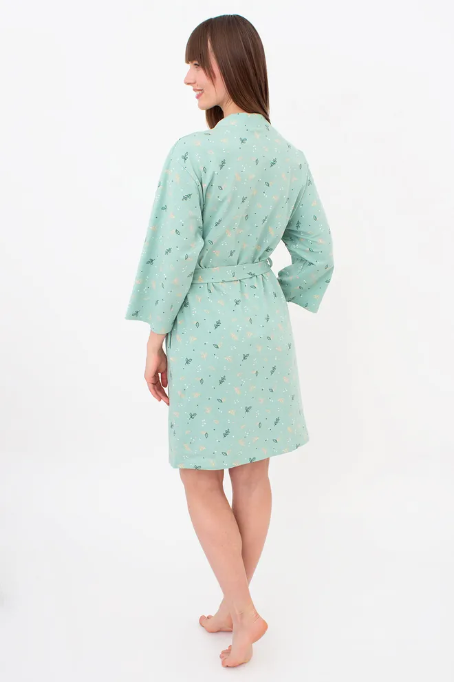 Бавовняний халат з поясом SERENE GREENS 7235/010 Giulia (muted mint), зелений