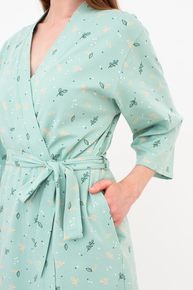 Бавовняний халат з поясом SERENE GREENS 7235/010 Giulia (muted mint), зелений