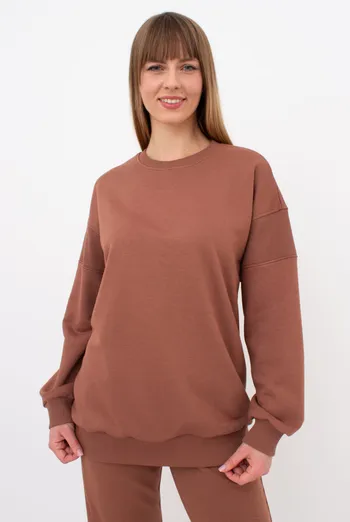 Свитшот с фактурными вставками на рукавах STREET STYLE 4423/160 Giulia (cappuccino), коричневый Свитшот с фактурными вставками на рукавах STREET STYLE 4423/160 Giulia (cappuccino), коричневый