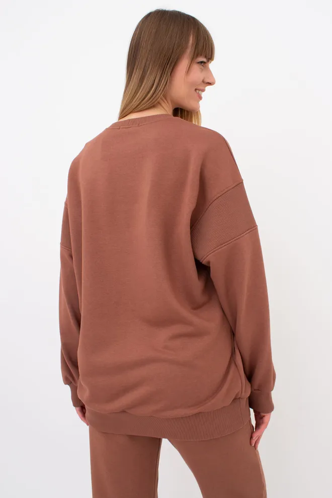 Cвітшот з фактурними вставками на рукавах STREET STYLE 4423/160 Giulia (cappuccino), коричневий