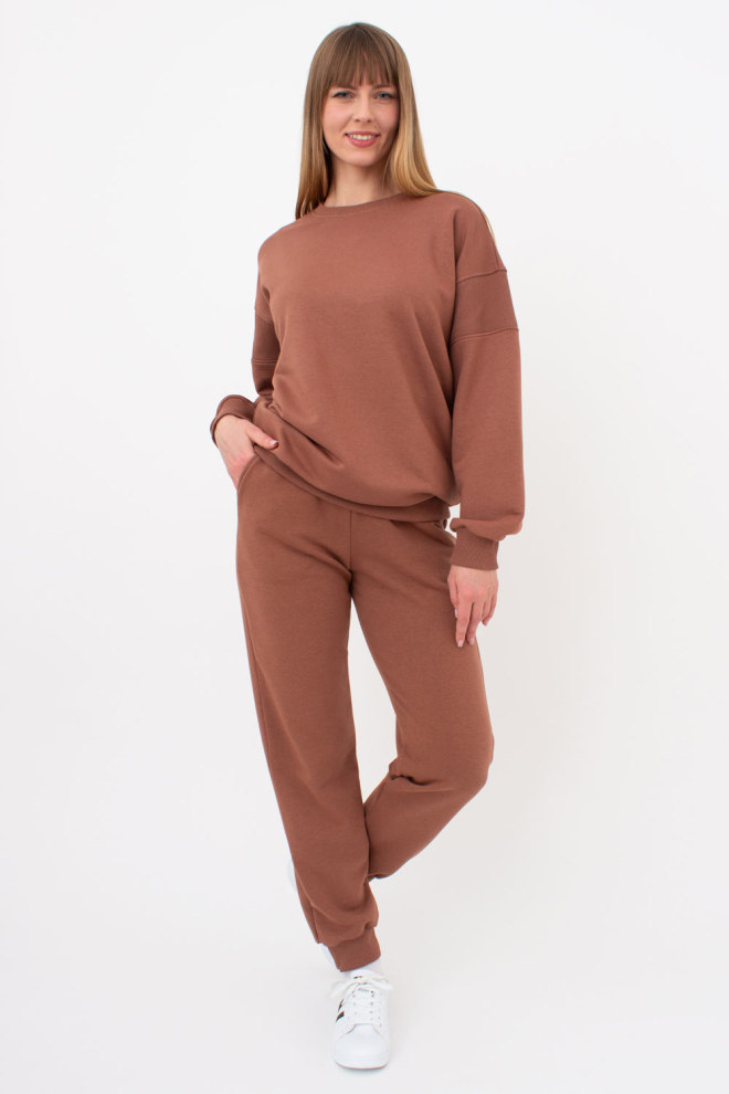 Свитшот с фактурными вставками на рукавах STREET STYLE 4423/160 Giulia (cappuccino), коричневый