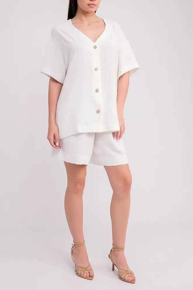 Женский комплект блуза и шорты FLAWLESS 6603/260 Giulia (milk), белый