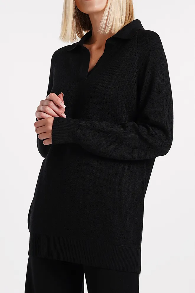 Джемпер поло из шерсти мериноса FREYJA 4422/230 Giulia (black), черный