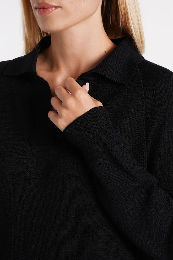 Джемпер поло из шерсти мериноса FREYJA 4422/230 Giulia (black), черный