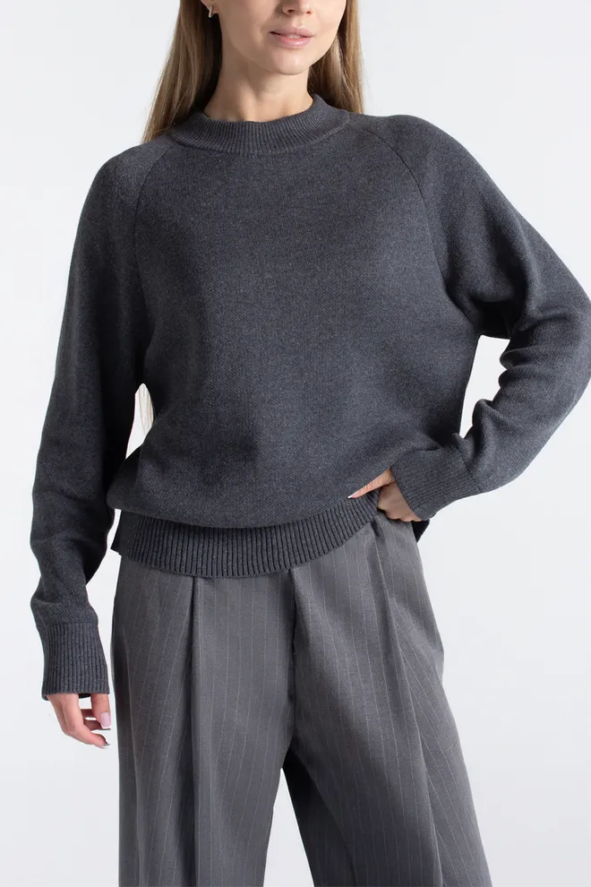 Бавовняний светр FREYJA CTN 4425/230 Giulia (asphalt melange), сірий