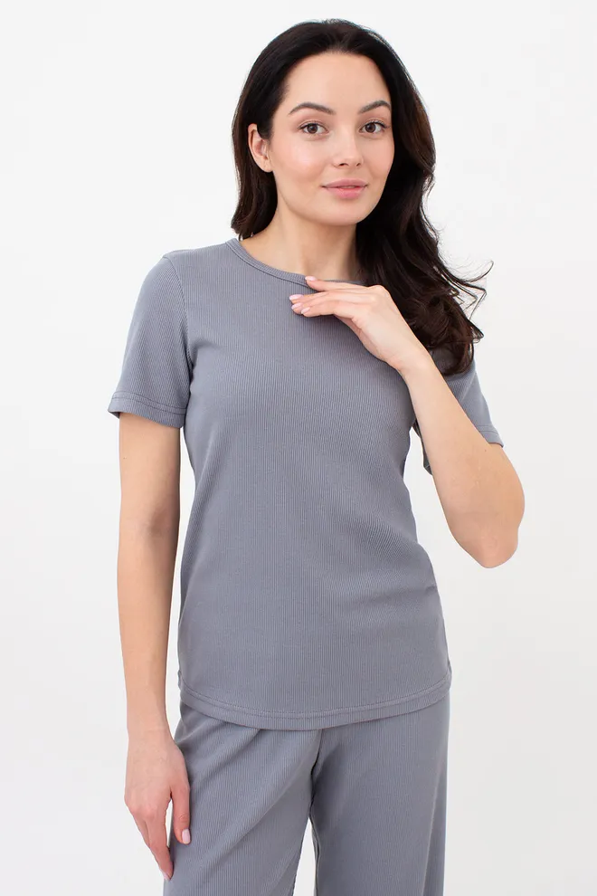 Футболка жіноча в рубчик RIB 4804/010 Giulia (grey), сірий