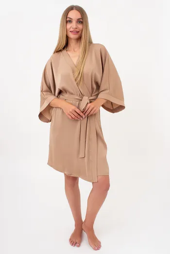 Халат из жатого шелка CREME FOLD 7205/050 Giulia (creamy beige), бежевый