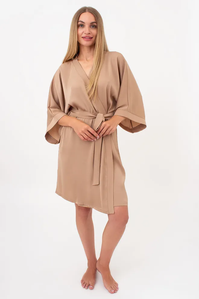 Халат з жатого шовку CREME FOLD 7205/050 Giulia (creamy beige), бежевий