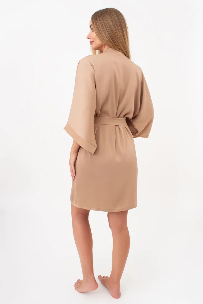 Халат з жатого шовку CREME FOLD 7205/050 Giulia (creamy beige), бежевий